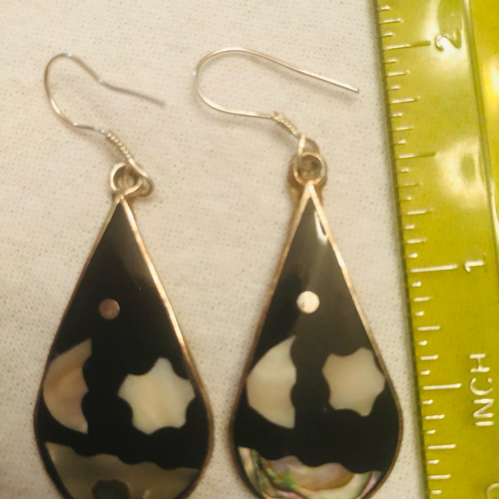 Earrings, Pierce Drop, Abalone Black/purple